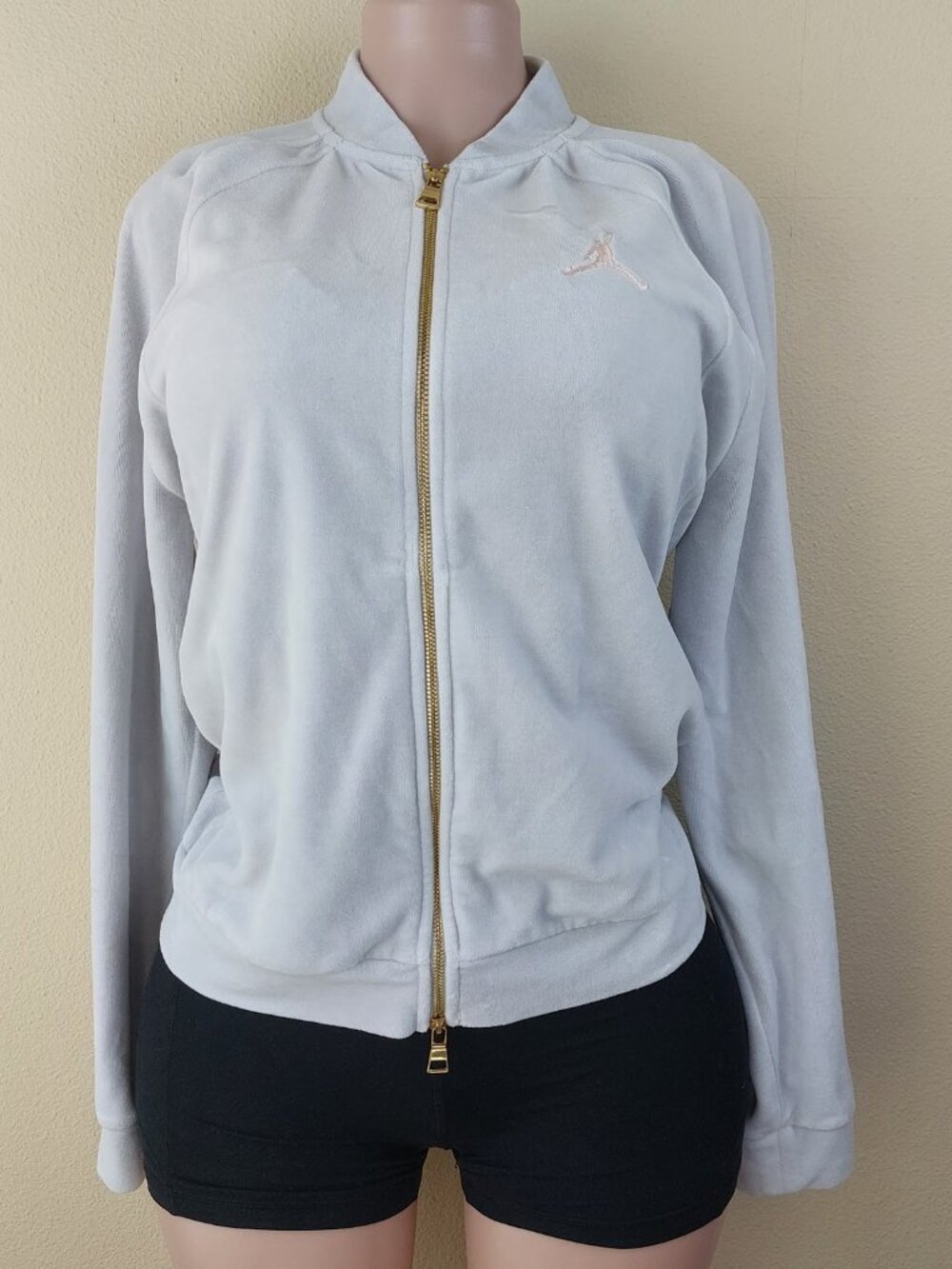 Jordan Women's Off-White Classic Sailor Neck Sports Fleece Jacket Size XL - Picture 2 of 12